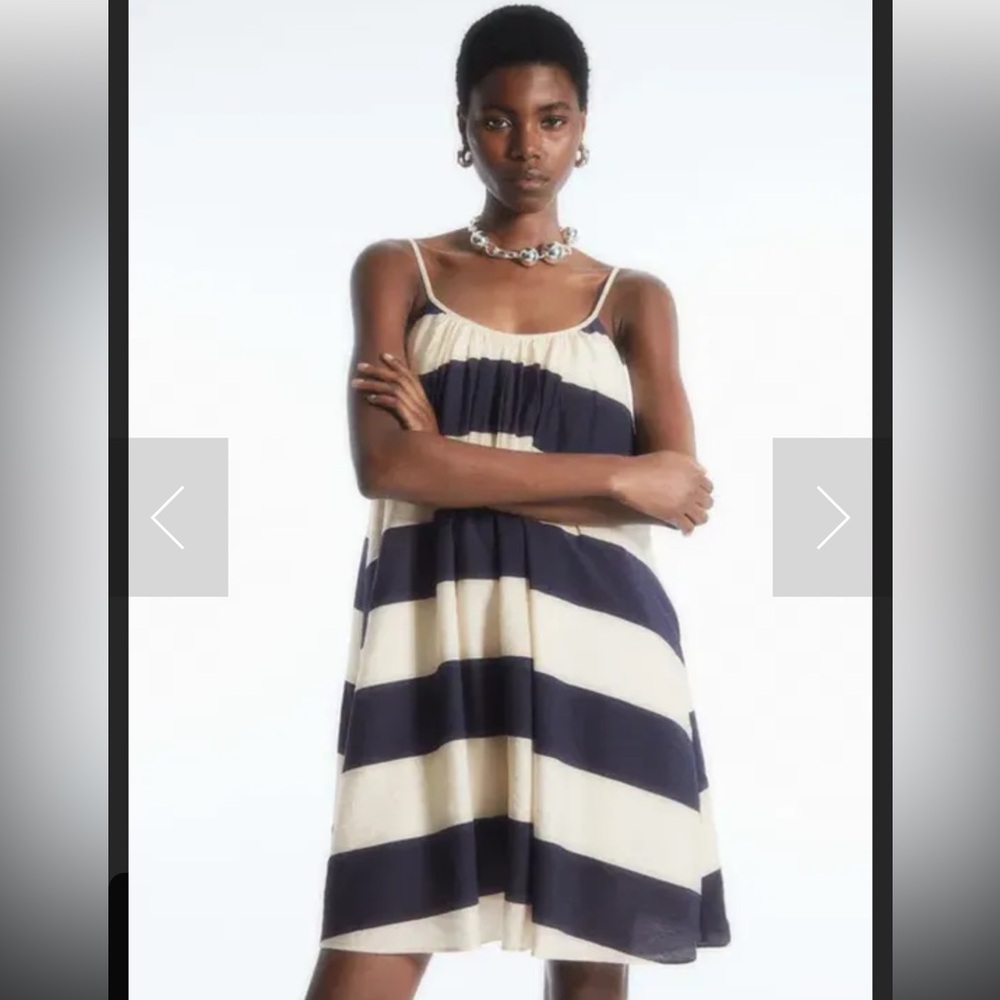 NWT COS Striped Mini Dress with Pockets - Navy & White